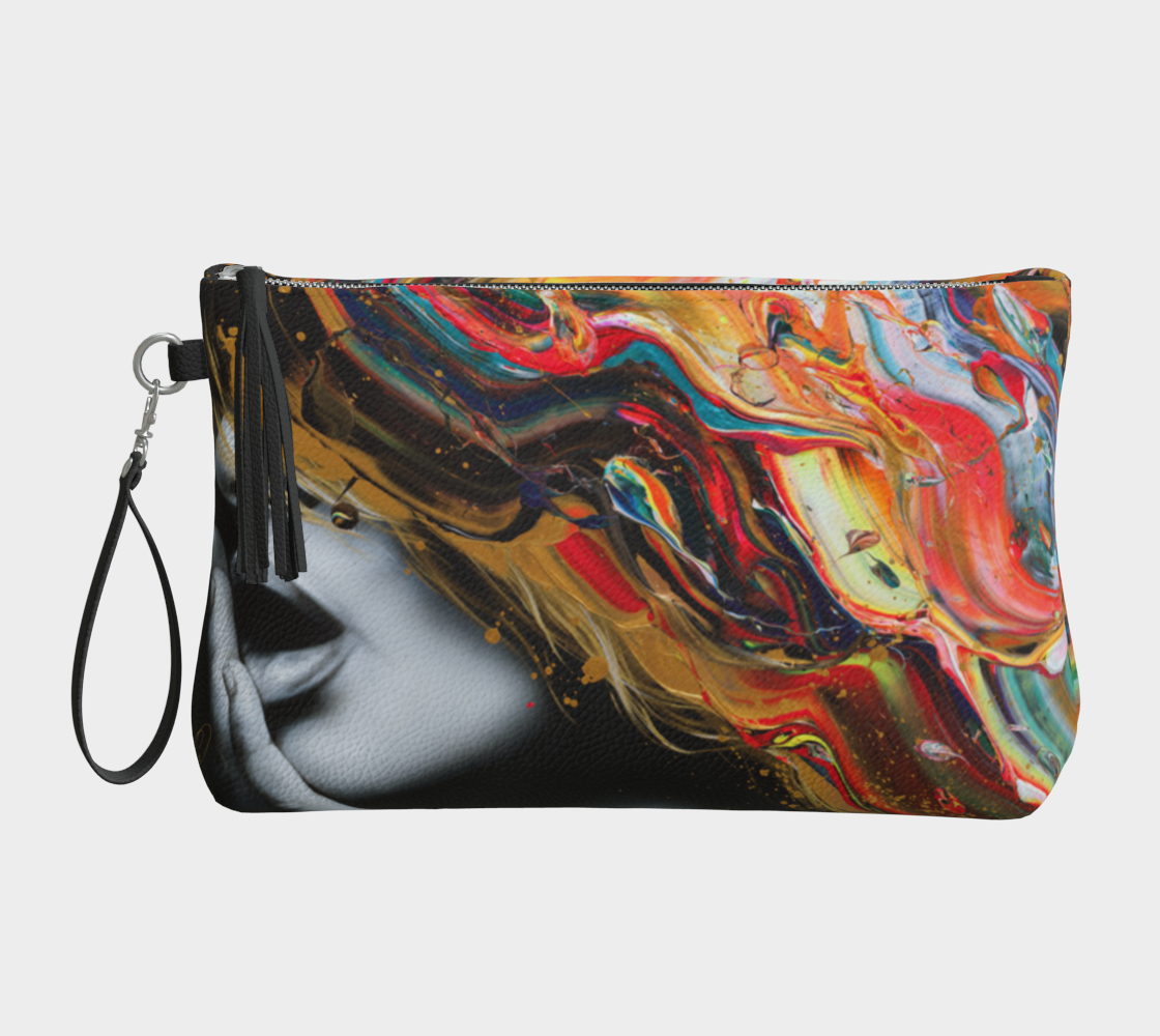 Sac «clutch» ou étui à maquillage en cuir végan - Born to be alive - Édition Limitée