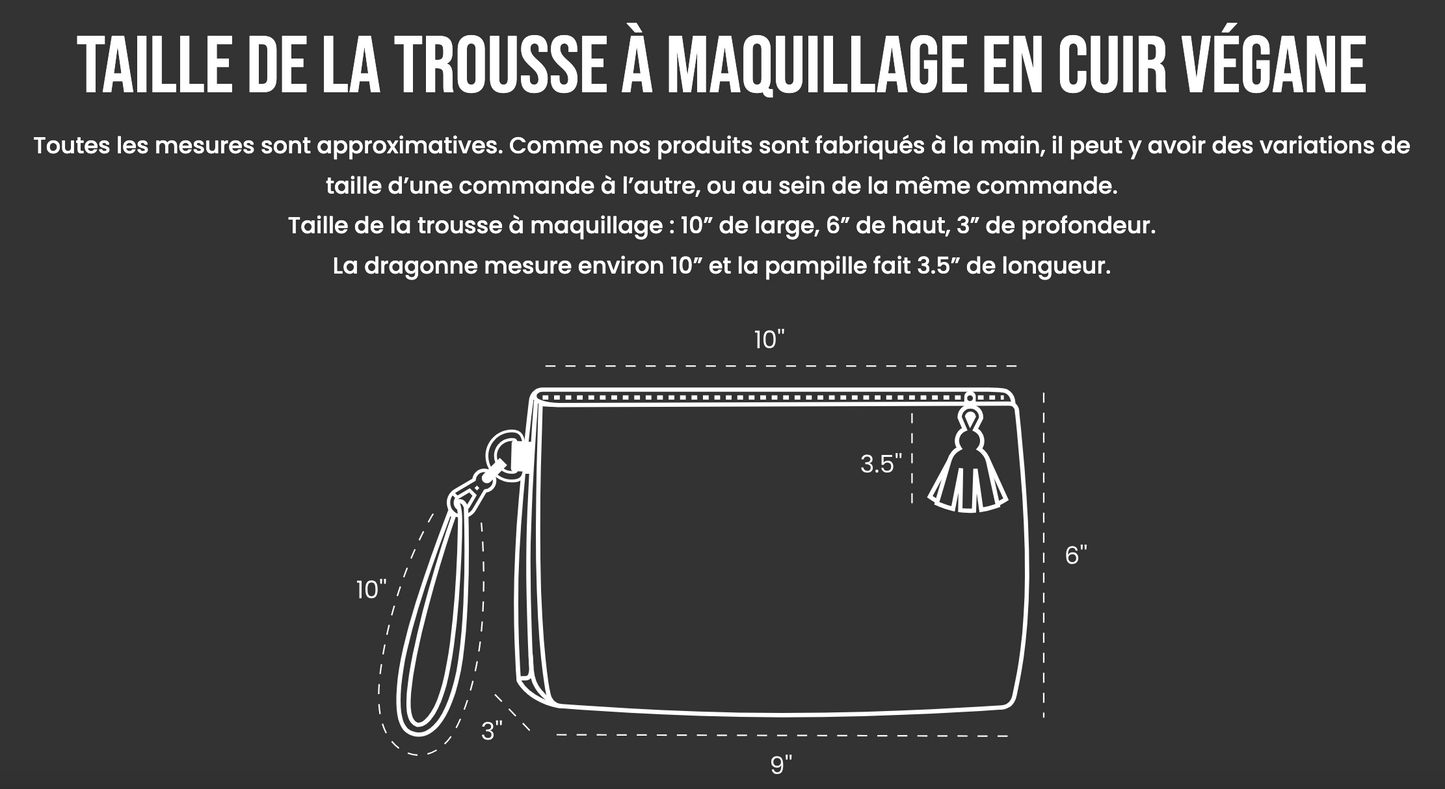 Sac «clutch» ou étui à maquillage en cuir végan - Born to be alive - Édition Limitée