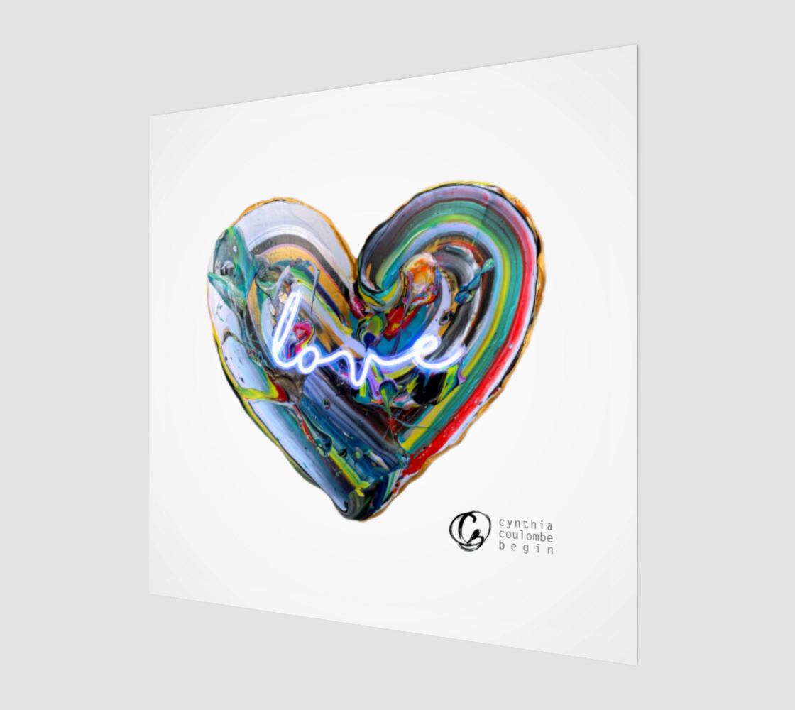 Affiche « L’Amour Fou » — Poster cœur coloré, illustration love, déco (Vert)