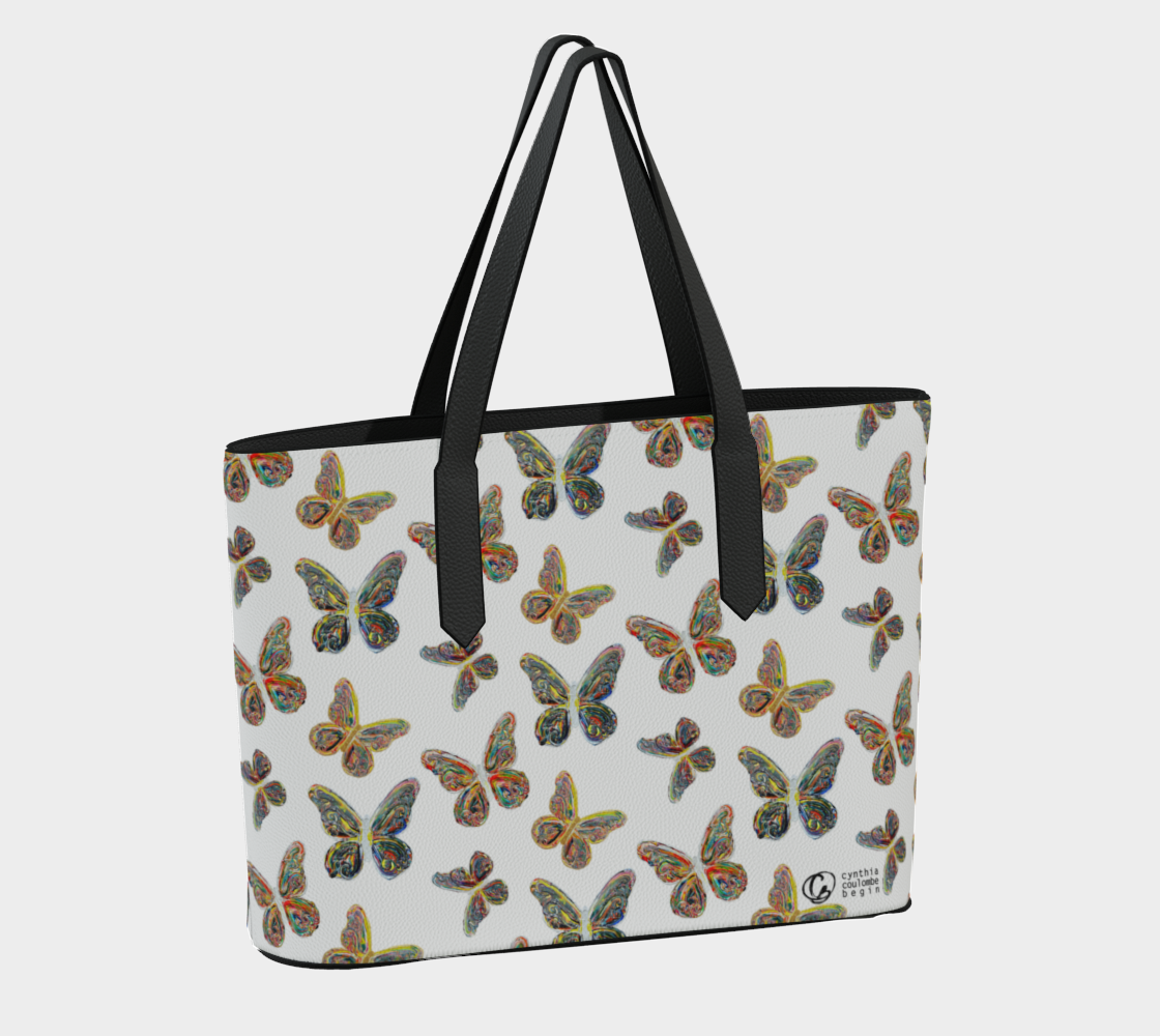 Sac Fourre Tout En Cuir Vegan - La Chaleur du Soleil - Papillons