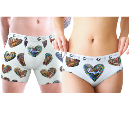 Sous-Vêtements Couple - Boxer & Bobette - Flying Hearts Blanc