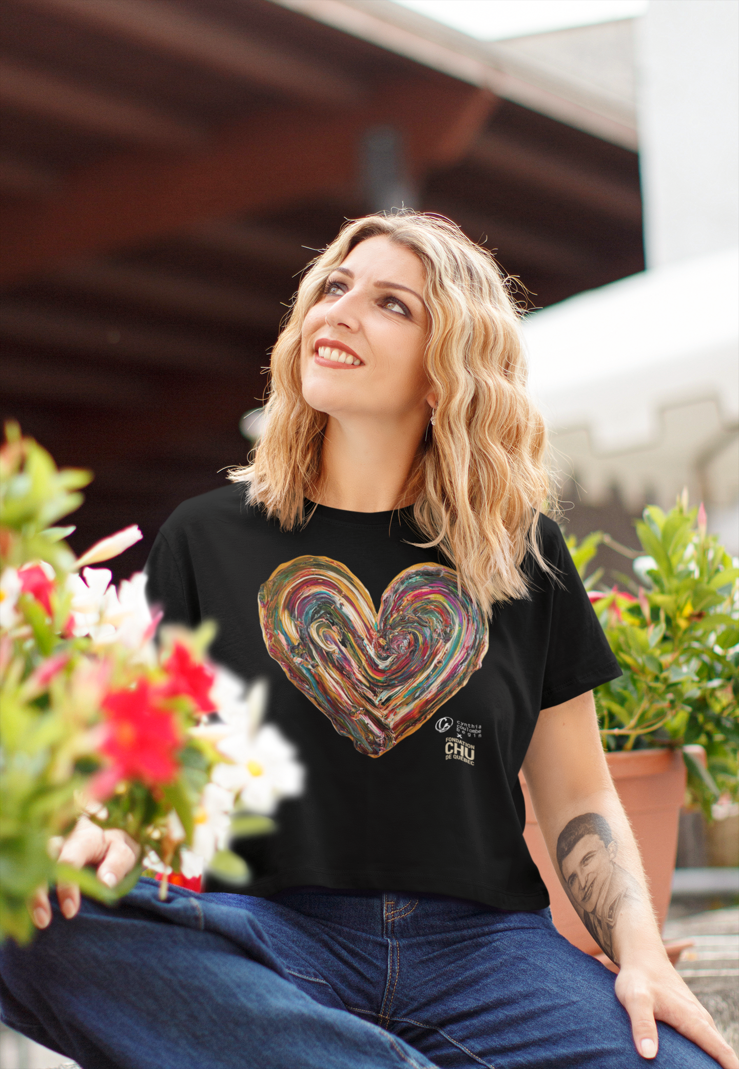 Middie T-Shirt | Le coeur des souhaits - CHU de Québec - Noir