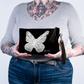 Sac «clutch» ou étui à maquillage en cuir végan (Noir) - La Source de ma Liberté - Papillon - Édition Limitée