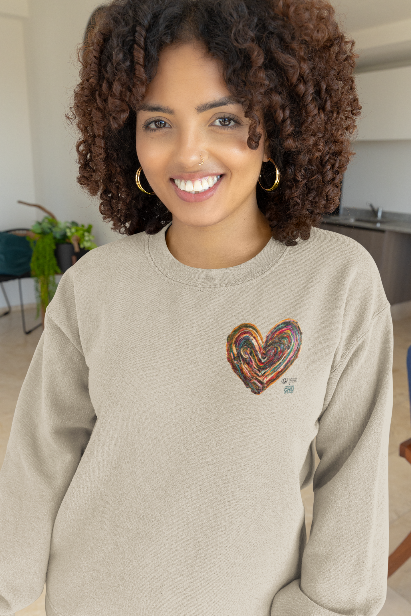 Coton ouaté Crewneck  – Le Coeur des Souhaits - CHU de Québec - Sable