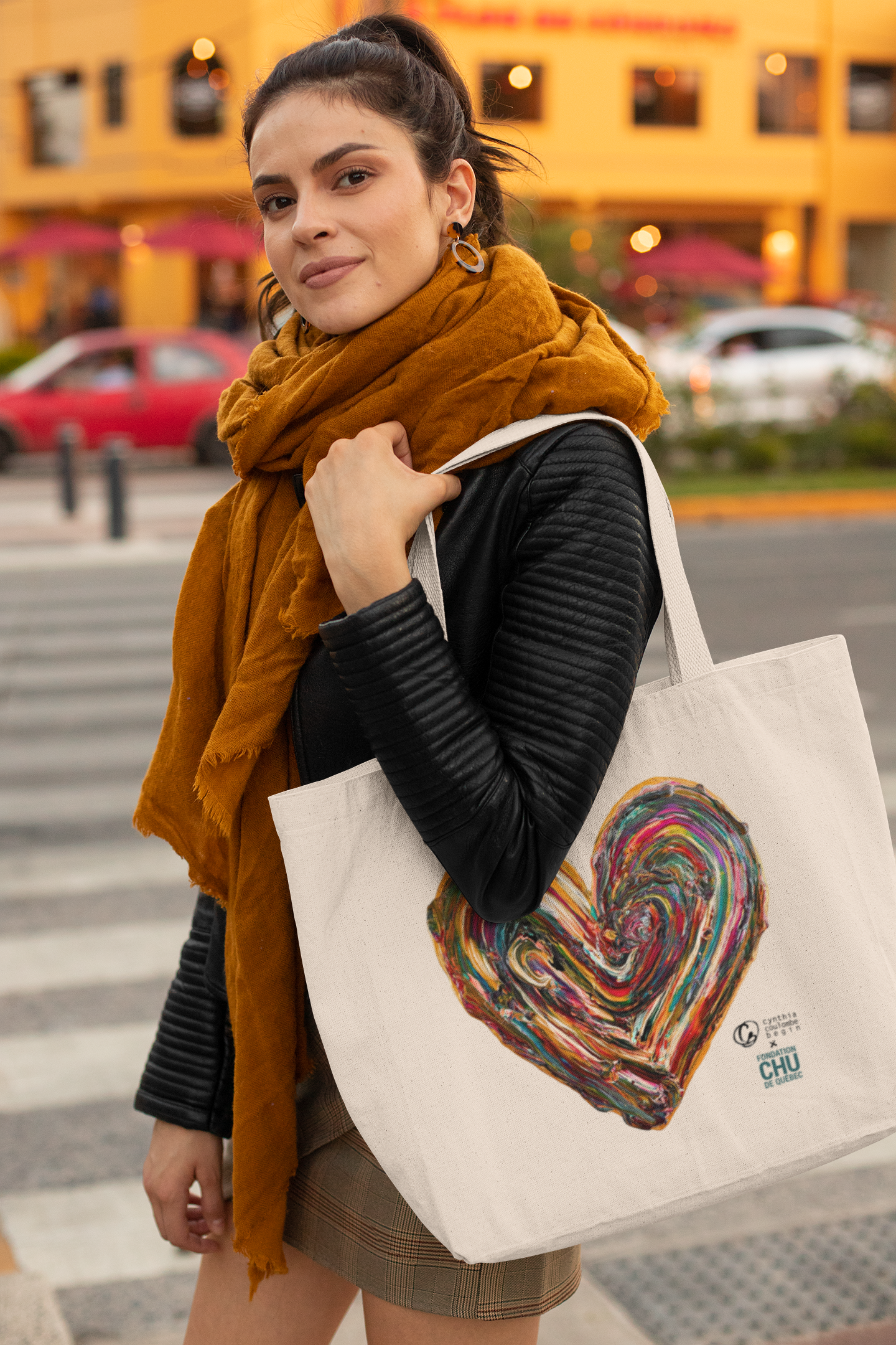 Sac écolo XL - Le coeur des souhaits - CHU de Québec - Coton Naturel