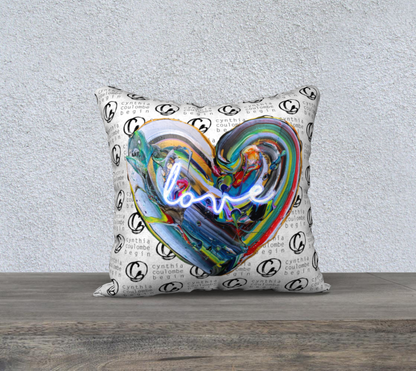 Love & Feelings- Housse de Coussin Logo Blanc