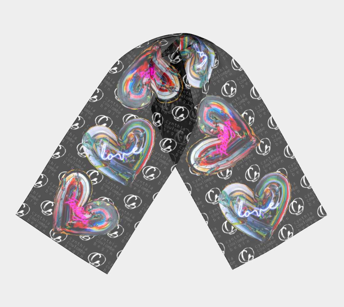 Love & Feelings Foulard Long CCB Noir 16x72 - Satin Charmeuse - Édition Limitée