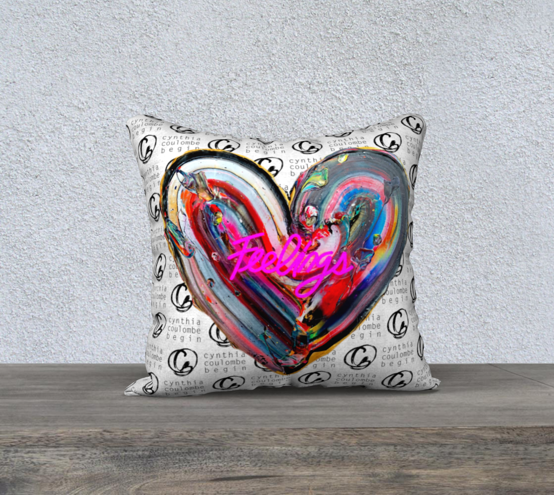 Love & Feelings- Housse de Coussin Logo Blanc