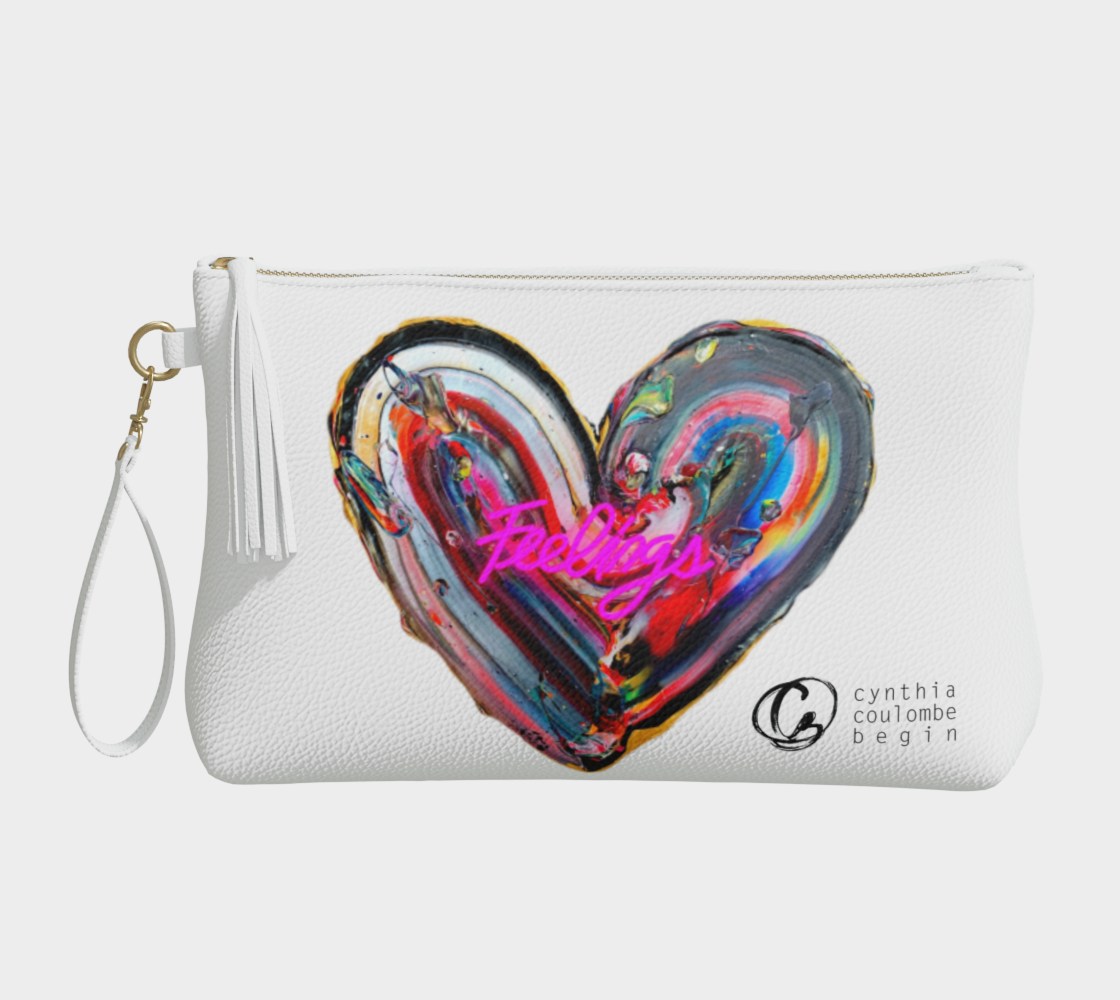 Love & Feelings - Sac «clutch» ou étui à maquillage en cuir végan Blanc - Édition Limitée