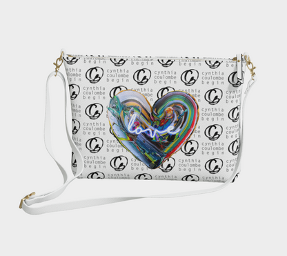 Love & Feelings Sac À Main BandoulièreLogo Blanc En Cuir Vegan